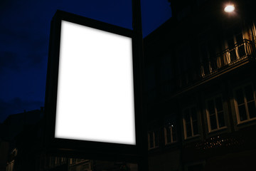 Modern empty billboard with space for text at night