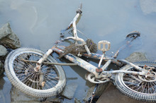 Old Push Bike Dumped In A River As Rubbish
