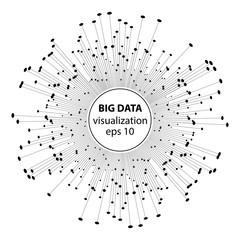 Poster - Abstract big data visualization. Social network information. Round with connected lines and dots. Vector illustrations.