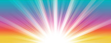 Abstract  Summer Background. Shiny Hot Sun Lights Horizontal Banner Illustration With Colorful Vibrant Color Tones.