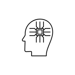 Poster - chip in person icon. Element of intelligence icon for mobile concept and web apps. Thin line chip in person icon can be used for web and mobile