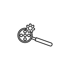 Poster - magnifier and mechanism icon. Element of intelligence icon for mobile concept and web apps. Thin line magnifier and mechanism icon can be used for web and mobile