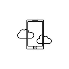 Poster - cloud in phone icon. Element of intelligence icon for mobile concept and web apps. Thin line cloud in phone icon can be used for web and mobile