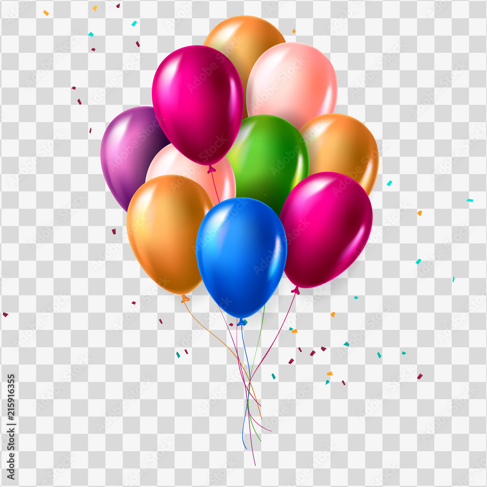 Colorful air balloons isolated on transparent background Stock Vector ...