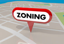 Zoning Ordinance Building Zones Map Pin 3d Illustration