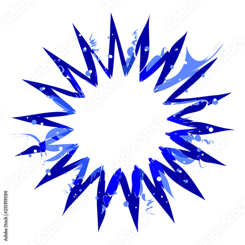 Vector Abstract Radial Burst Blue Star Explosion Isolated On White