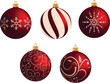 Set of red decorative Christmas balls.