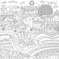 Wall Mural - fancy cityscape for your coloring book