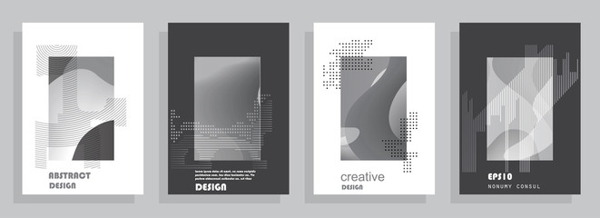 Wall Mural - Covers templates set with graphic geometric elements. Applicable for brochures, posters, covers and banners. Vector illustrations.