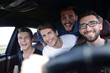 © ASDF - Close up side portrait of happy man driving car
