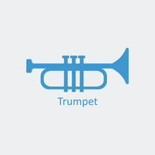 Colored Trumpet Icon. Silhouette Vector Icon