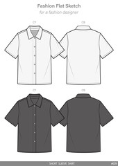 Poster - SHORT SLEEVE SHIRTS fashion flat technical drawing template
