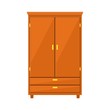 Closed wardrobe isolated on white background. Natural wooden Furniture. Wardrobe icon in flat style. Room interior element cabinet to create apartments design. Vector illustration