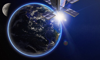 Wall Mural - satellite orbiting the earth . elements furnished by nasa
