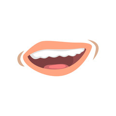 Poster - Smiling female lips, emotional mouth of young woman vector Illustration on a white background