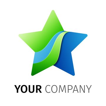 Five point Star Logo design ribbon