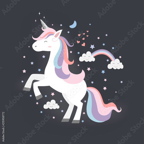 Cute Unicorn Princess, Magic creature. Canvas-taulu