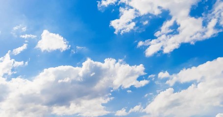 loop of white clouds over blue sky timelapse movement, climate change concept