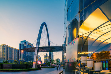 Wall Mural - Bangkok night view with skyscraper in business district in Bangkok Thailand