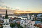Fototapeta Na sufit - Drone aerial view of Kaunas old town