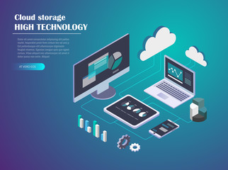 Data Cloud Storage Isometric illustration