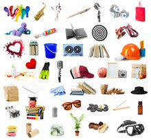 Big Collection Of Different Objects Isolated On White Background