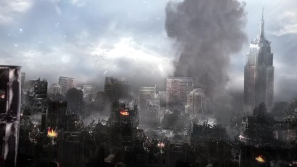 city destroyed new york end of the world apocalypse war statue of liberty 3d renderings animations
