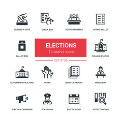 Wall Mural - Elections - flat design style icons set