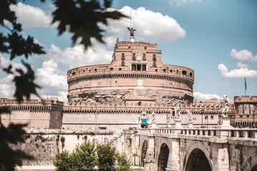 Castel Sant’Angelo or Mausoleo di Adriano in rome italy for tourism on a beautiful sunny summer day