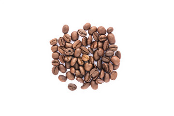 Close up of Coffee beans on white background