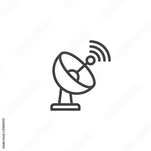 Satellite dish outline icon. linear style sign for mobile concept and web  design. Antenna simple line vector icon. Broadcast symbol, logo  illustration. Pixel perfect vector graphics - Buy this stock vector and