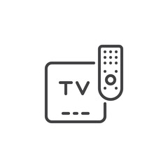Fototapete - TV remote control outline icon. linear style sign for mobile concept and web design. Television controller simple line vector icon. Symbol, logo illustration. Pixel perfect vector graphics