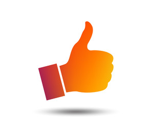 Poster - Like sign icon. Thumb up sign. Hand finger up symbol. Blurred gradient design element. Vivid graphic flat icon. Vector