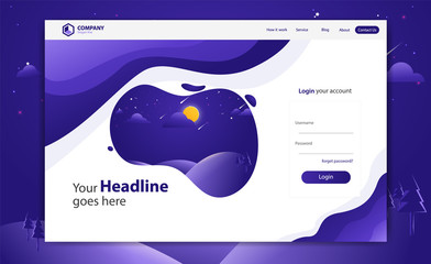 Login Form Landing Page Website Vector Template Design
