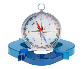 Poster - business success concept, compass with blue arrows. 3d rendering