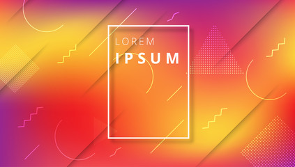 Wall Mural - Orange spectrum background with geometric pattern.