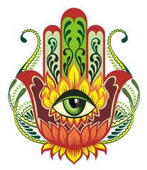 Canvas Print - Vector illustration. Hamsa