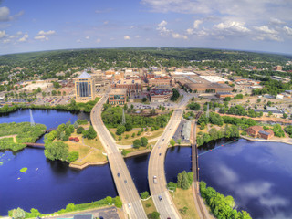 Canvas Print - Aerial View of the Wausau Skyline in Wisconsin