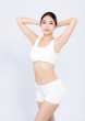 © NT_studio - Portrait young asian woman smiling beautiful body diet with fit isolated on white background, model girl weight slim with cellulite or calories, health and wellness concept.