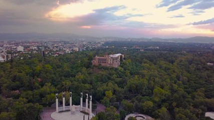 Wall Mural - Mexico City skyline sunset - Chapultepec Castle and memorial 