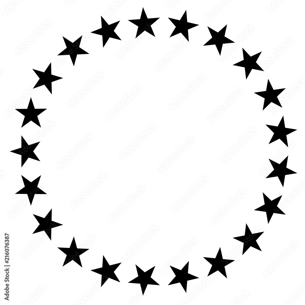 stars in circle icon on white background. stars in circle design for diagram, infographics, chart, presentation, app, UI. flat style. stars border frame symbol. European Union sign. - obrazy, fototapety, plakaty 
