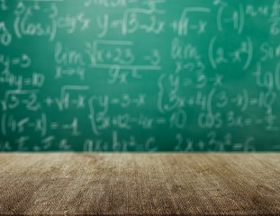 Wall Mural - Molecule models and formulas on blackboard background