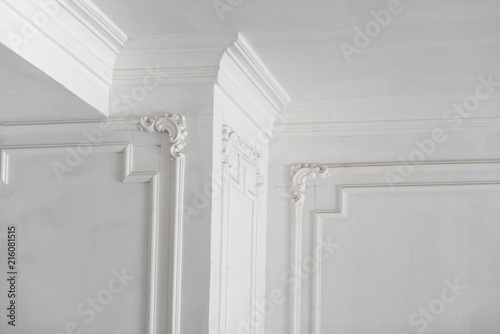 Unfinished Plaster Molding On The Ceiling And Columns