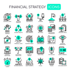 Wall Mural - Financial Strategy , Thin Line and Pixel Perfect Icons.