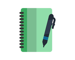 Canvas Print - green book pen school equipment image vector icon logo symbol