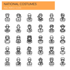 National Costumes , Thin Line and Pixel Perfect Icons