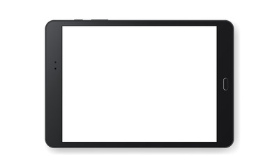 Fototapete - Horizontal black tablet computer mockup isolated on white background - front view. Vector illustration