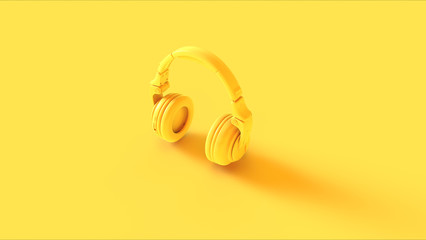 Wall Mural - Yellow Modern Headphones 3D illustration