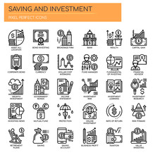 Saving And Investment , Thin Line And Pixel Perfect Icons