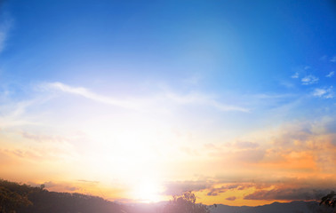 Wall Mural - earth day concept:vintage photo of abstract nature background with sky in sunset